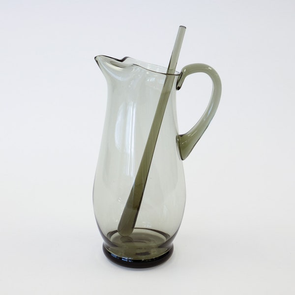 Blenko Smoked Blown Glass Pitcher Creamer Jug from the 1940's