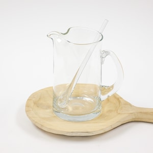 Jarra y batidor de vidrio soplado Blenko de los años 70