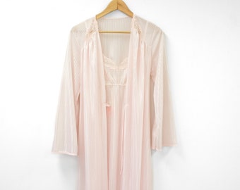Pink Lacy Empire Waist Dressing Gown and Robe Set