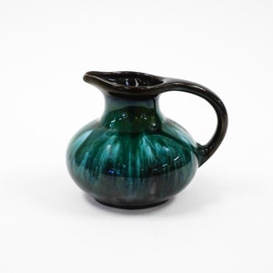 BMP Teal Drip Glaze Short Pitcher, Blue Mountain Pottery