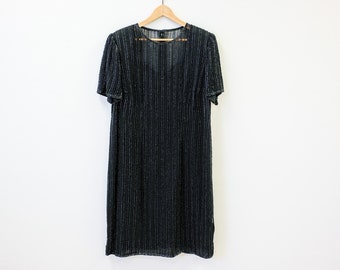Black Beaded Silk Dress with Sweetheart Slip