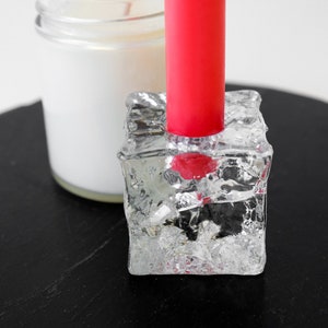 MCM Ice Glass Cube Candle Holder for Tapers