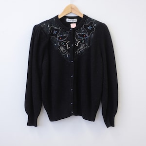 Black Cardigan with Beaded Embellishments