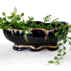 MCM Black and Gold Planter Vase Made in Japan