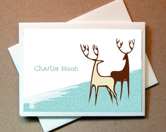 Quni Brand Deer Personalized Note Card (25 cards and envelopes)