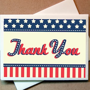 Quni Brand Patriotic Thank You Cards (24 cards and envelopes)