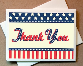 Quni Brand Patriotic Thank You Cards (24 cards and envelopes)