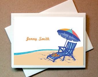 Quni Brand Beach Personalized Note Card (25 cards and envelopes)