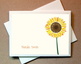 Quni Brand Sunflower Personalized Note Card (25 cards and envelopes)