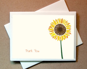 Quni Brand Sunflower Thank You Cards (24 cards and envelopes)