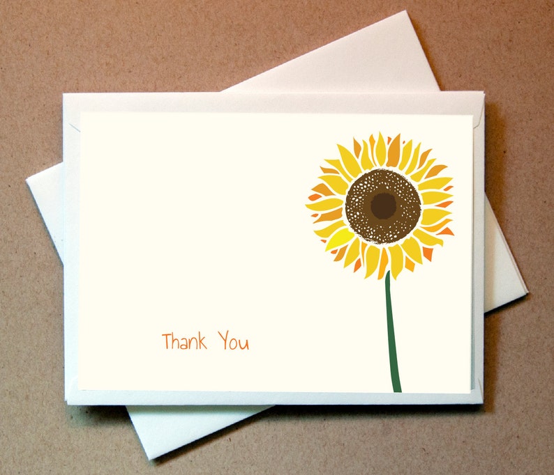 Quni Brand Sunflower Thank You Cards 24 cards and envelopes image 1