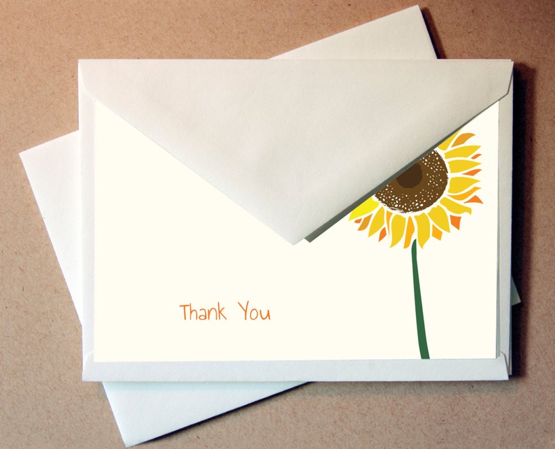 Quni Brand Sunflower Thank You Cards 24 cards and envelopes image 2