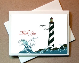 Quni Brand Lighthouse Thank You Cards (24 cards and envelopes)