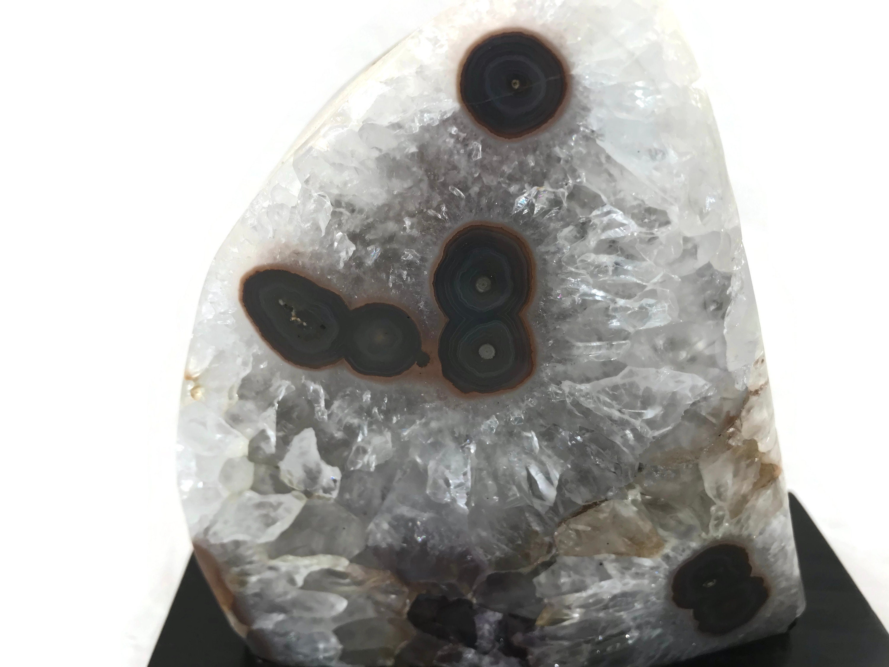 Polished Agate Eyes on Quartz Crystals Etsy