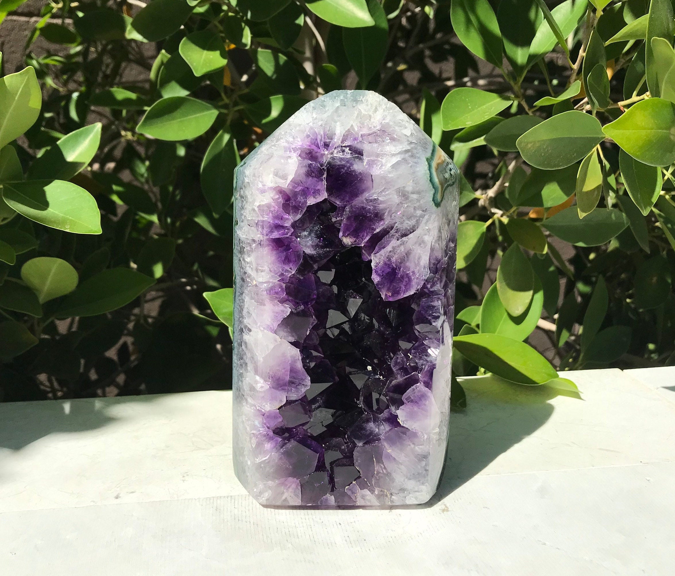 Illuminated Amethyst Crystals Obelisk