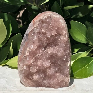 Microcrystalline Quartz Crystal over Rose Agate