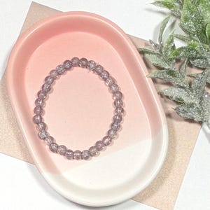 Purple Glass Beaded Stretch Bracelet | 4mm Cackle beads | Stackable Women&#39;s Bracelet