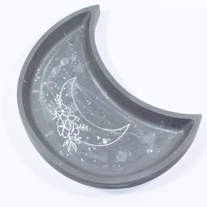Mond Schmucktablett: Graue Resin Schmuckschale mit Celestial Decal