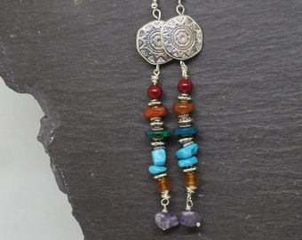 Long bohemian earrings, gypsy boho earrings, bohemian earrings, statement earrings, long earrings, bohemian jewelry, long dangle earrings.