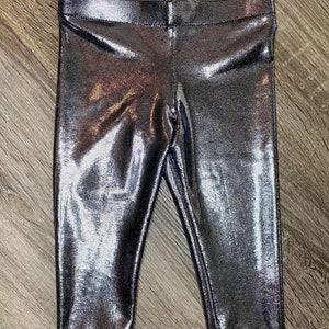 Dark silver metallic leggings for baby up to big kids!!