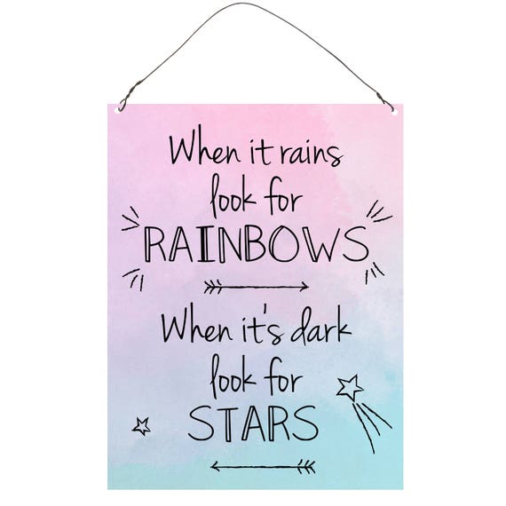 Rainbows and stars metal sign