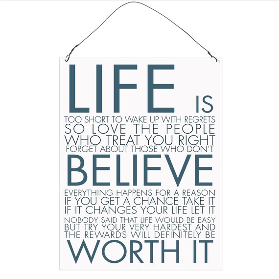 Life Is Too Short To Wake Up With Regrets Motivational Etsy