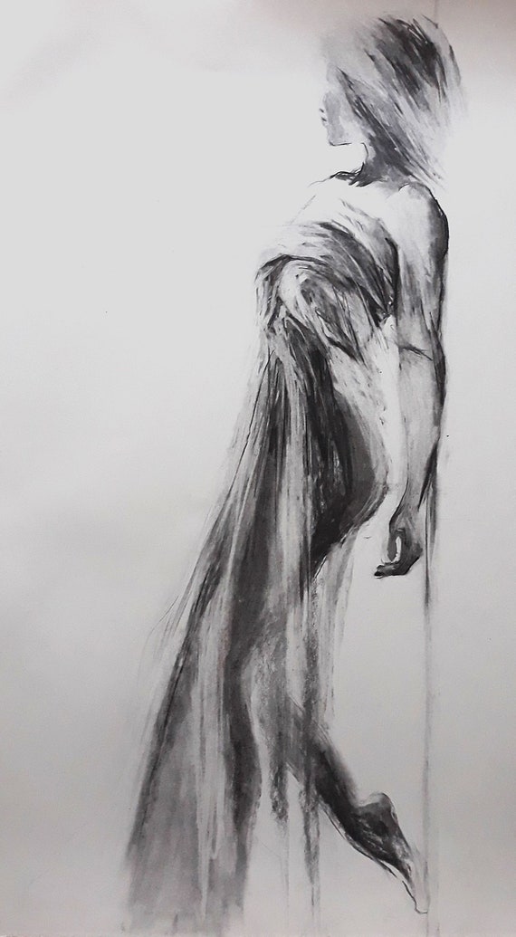 Figura disegno figura femminile sensuale disegno carboncino | Etsy