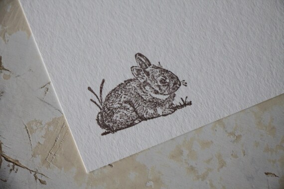 Rabbit Note Card Rabbit Stationery Stamped Stationery Note | Etsy