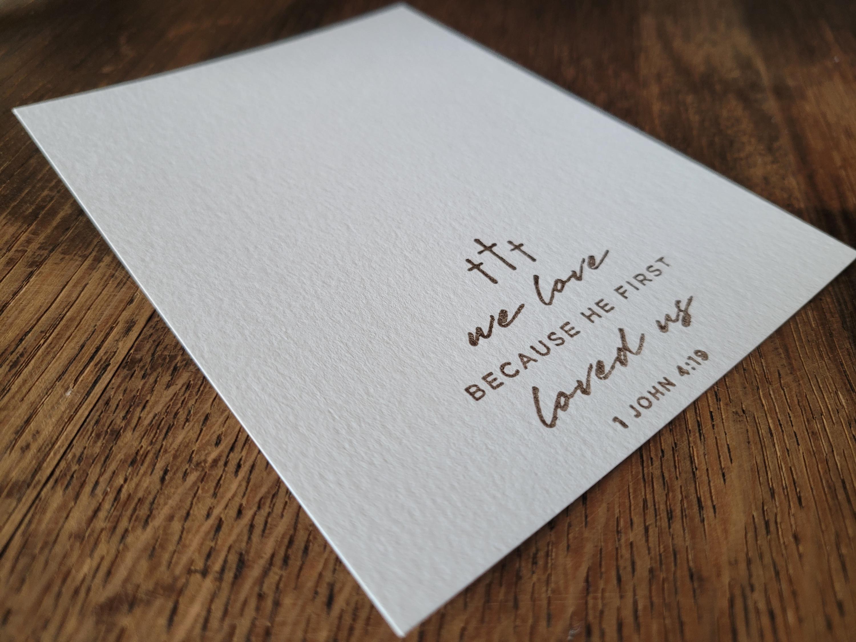 Scripture Stationery Set, Verse Note Cards, 1 John 4:19, Stamped ...