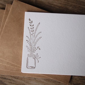 Flower Jar Stationery, Flower Jar Note Cards, Flower Stamp, Jar Stamp, Stamped Stationery, Note Card Set, Flower Note Cards, Wedding Note