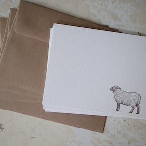 Lamb Note Card, Sheep Stationery, Letter Writing Set, Stamped Stationery, Lamb Stamp, Sheep Stamp, Farm Stationery, Lamb Gift, Sheep Gift