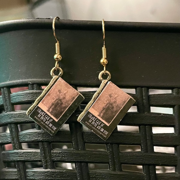 Book Earrings, Jekyll and Hyde Earrings, Dr. Jekyll and Mr. Hyde, Robert Louis Stevenson, Strange Case of Dr Jekyll and Mr. Hyde