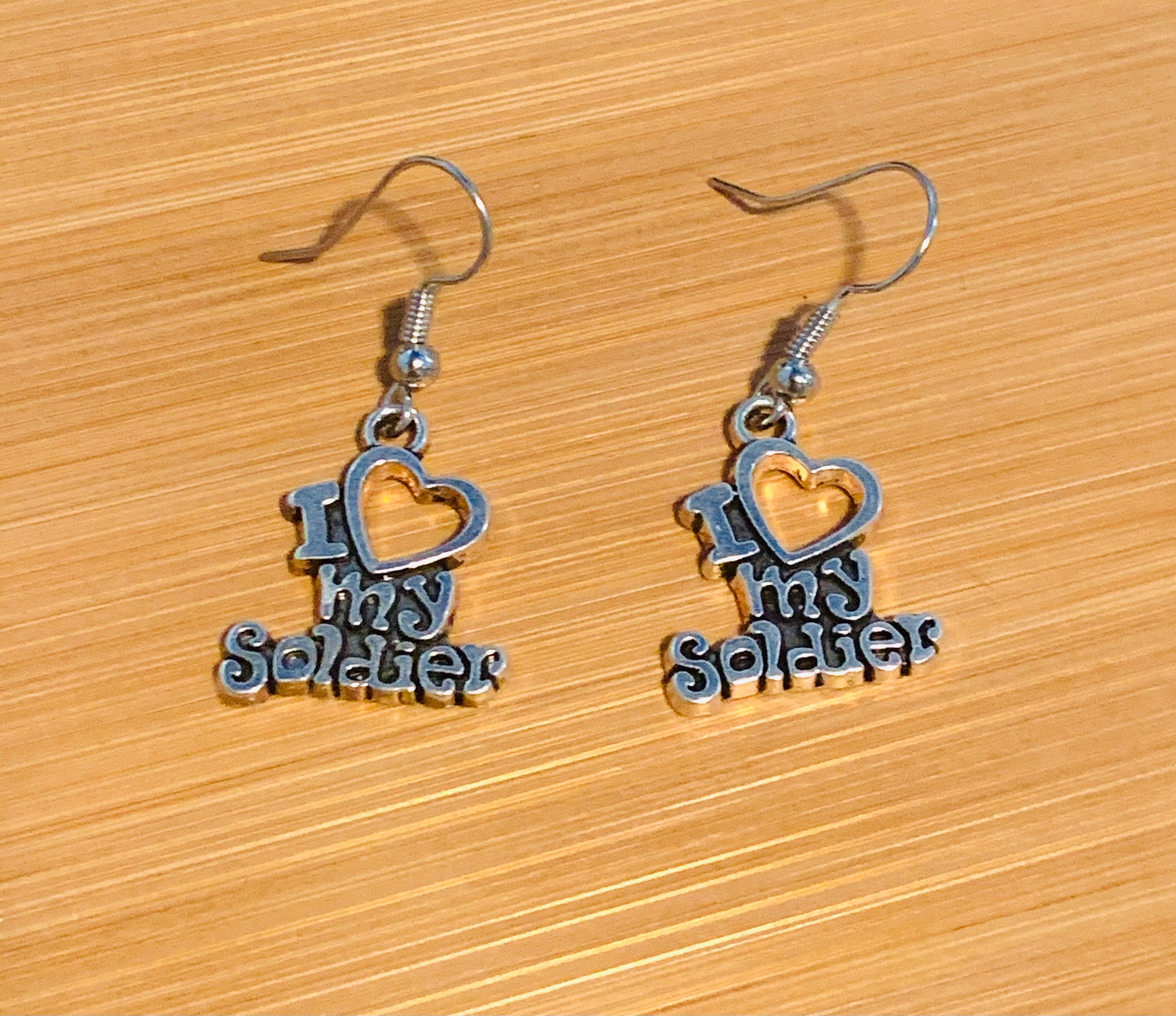 Military Earrings Soldier Earrings I Love My Soldier Etsy UK
