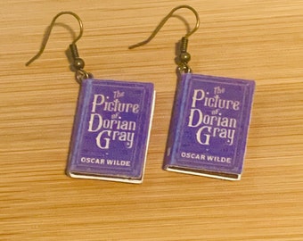 Book Earrings, The Picture of Dorian Gray, Dorian Gray Earrings, Oscar Wilde, Oscar Wilde Earrings, Book Charm Earrings