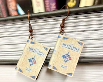 Book Earrings, Les Miserable, Les Miserables Earrings, Victor Hugo, French Literature Earrings, Book Charm Earrings