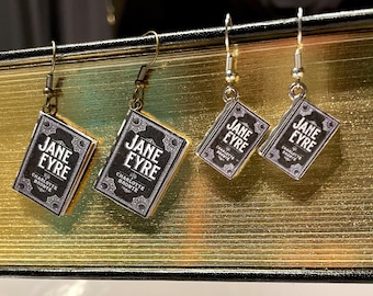 Book Earrings, Jane Eyre Earrings, Jane Eyre, Charlotte Bronte, Charlotte Bronte Earrings, Book Charm Earrings, Classic Literature Earrings