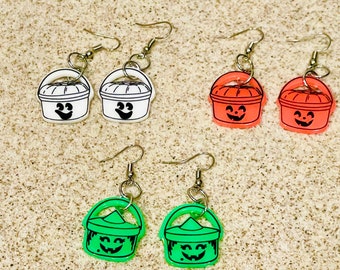 Halloween Bucket Earrings, Bucket Earrings, Witch Earrings, Ghost Earrings, Jack-O’-Lantern Earrings, Halloween Earrings, Spooky Earrings
