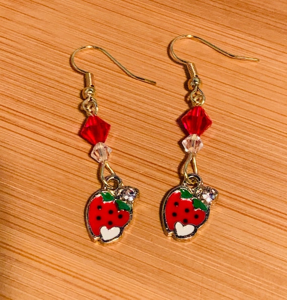 Strawberry 2024 earrings etsy
