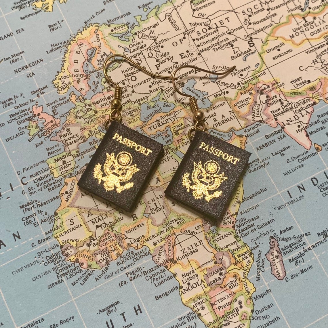 Passport Earrings Passport Travel Earrings Book Earrings Etsy
