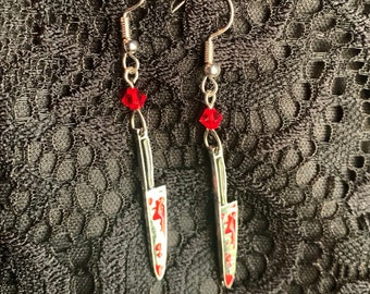 Bloody mesoorbellen, Swarovski-oorbellen, mesoorbellen, horroroorbellen