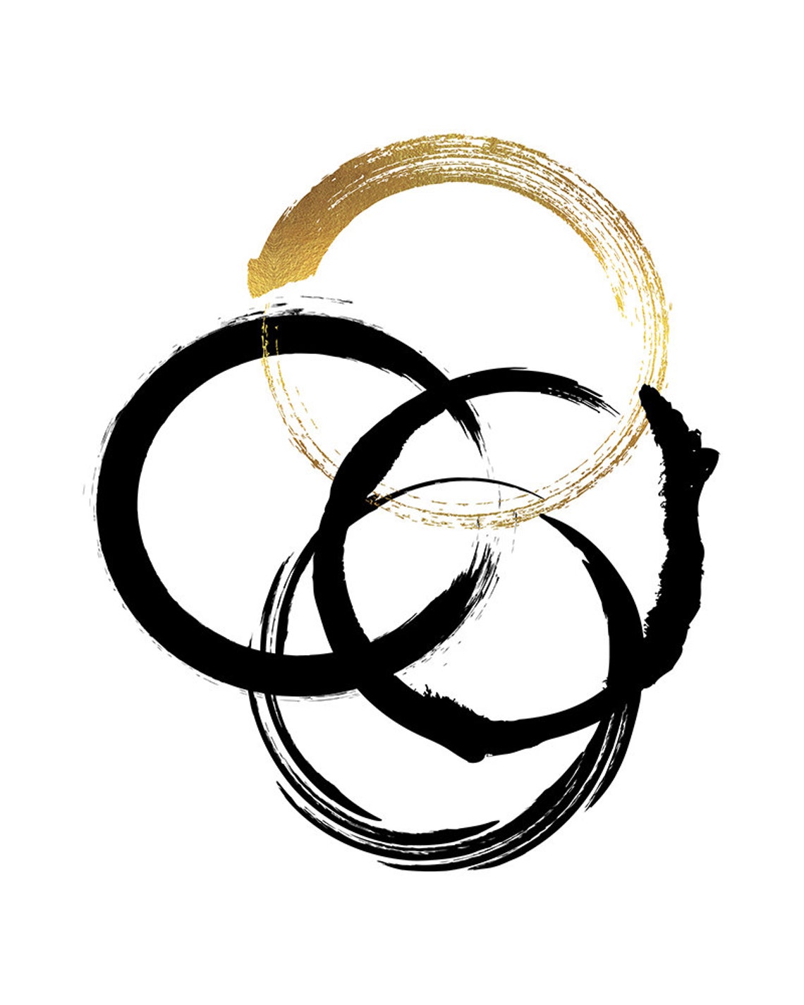 Modern Abstract, Printable Circles, Modern Printable, Golden, Black ...