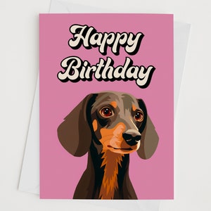Dachshund birthday card - Mid Century style print - Birthdays - Dog lover - Unique card - Dog Art - Celebration - Dachshund - Sausage Dog