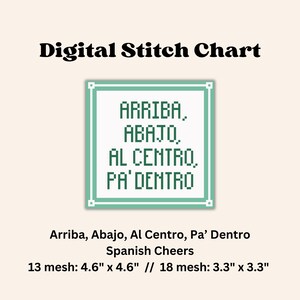 Arriba Abajo Al Centro Pa' Dentro Spaans gejuich borduurpatroon, 13 mesh-grafiek, 4,6 x 4,6 inch vierkant digitaal pdf-bestand digitale download