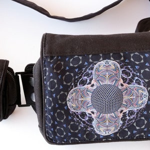 Psychedelic Mandala Canvas Belt Bag: Rave Festival Utility Pouch