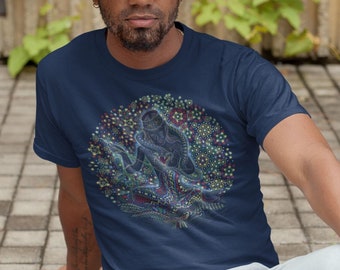 Shipibo psychedelic t shirt, Shirt Shipibo Сlothing mens, Sacred Geometry, Burning Man, Psychedelic Trance Shirt SONG WEAVING