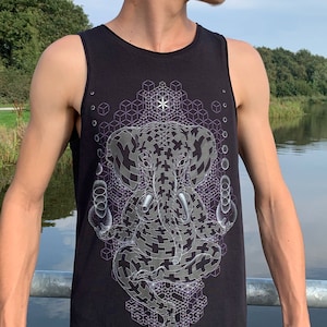 Ganesh Men&#39;s Tank Top: UV Glow Psychedelic Festival Clothing