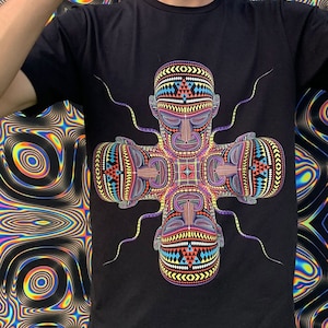 Acid shirt men - CHANGO - sacred geometry shirt, trippy shirt men, glow in the dark shirt, psychedelic t-shirt men, men festival t shirt