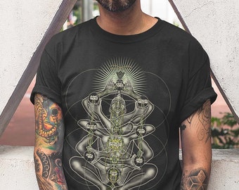 Organic Cotton Shirt - DANCE LIKE a TREE Black -  Kabbalash Shirt, Tree of life Tshirt, Yoga Shirt, Spiritual Gift, Sacred Geometry Shirt.