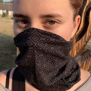 Cotton Face Mask - SHIPIBO GLOW BLACK - Reusable Face Mask, Festival Neck Gaiter, Festival Face Mask, Dust Mask Reusable.