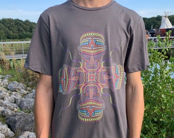 Psychedelic Rave Shirt: UV Glow Goa Trance Festival Clothing